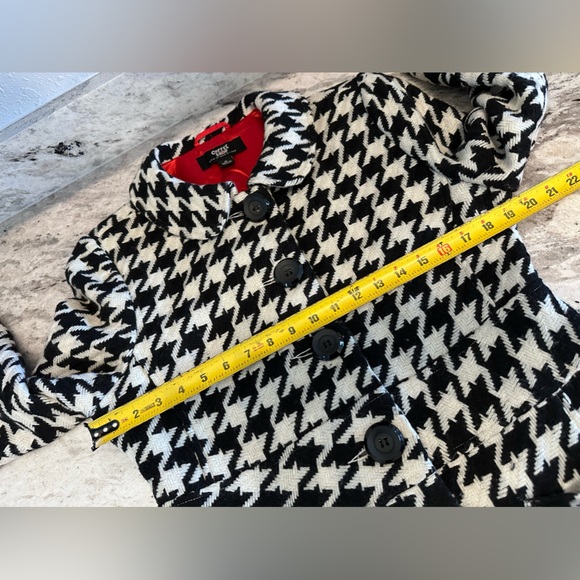 Houndstooth long wool blend jacket Sz M - Picture 8 of 11